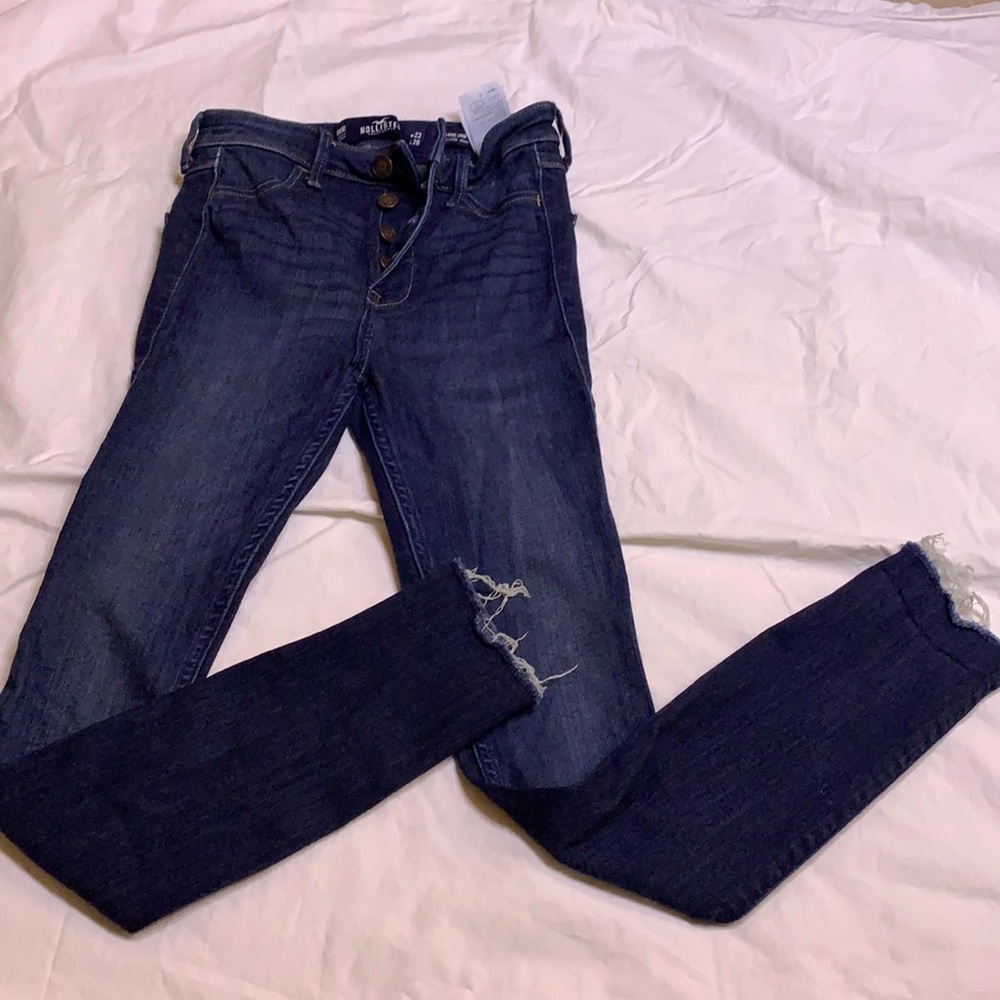 Button front high waist jeans